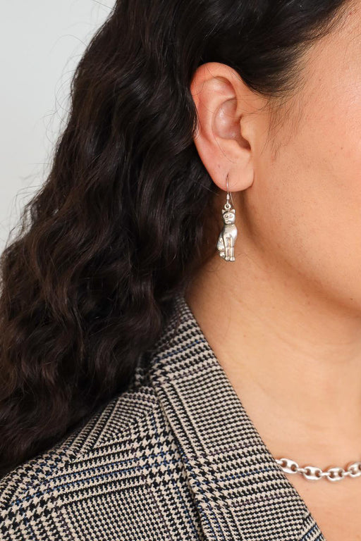 Sterling Silver Angry Cat Earrings