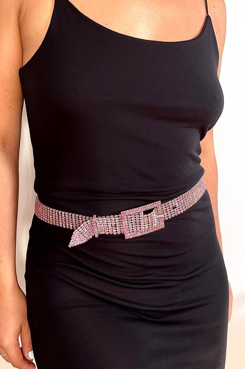 Pink Rhinestone Diamond Belt