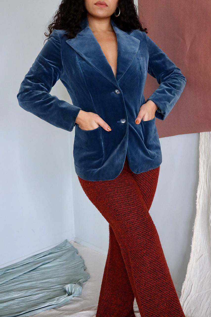 Velvet Cerulean Blue Blazer // Size 8-10