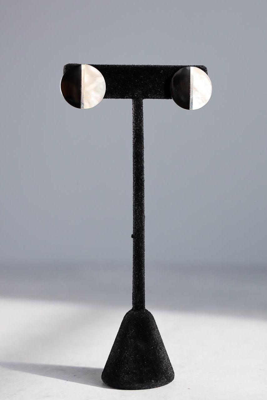 Black + White Cookie Sterling Silver Earrings