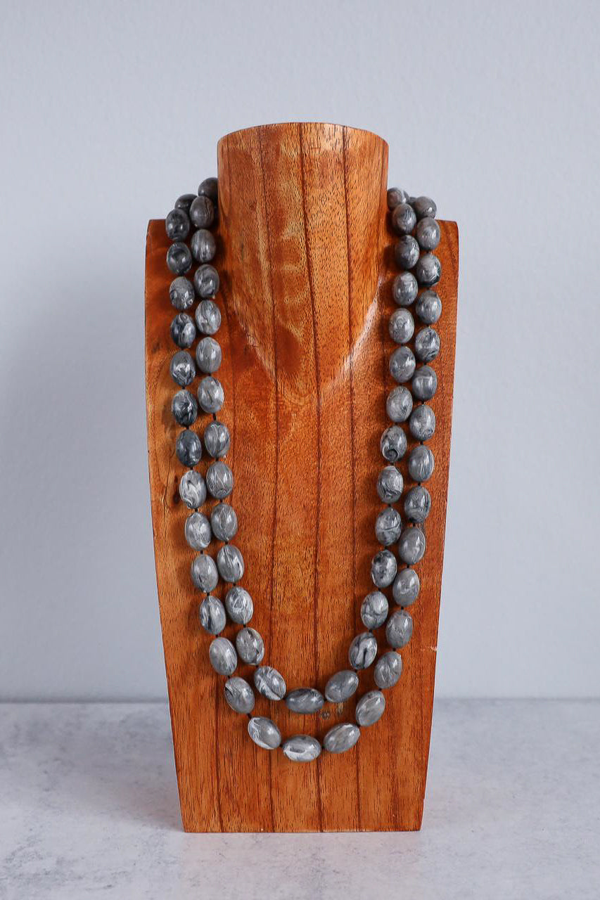 Marble Bakelite Necklace in Grey