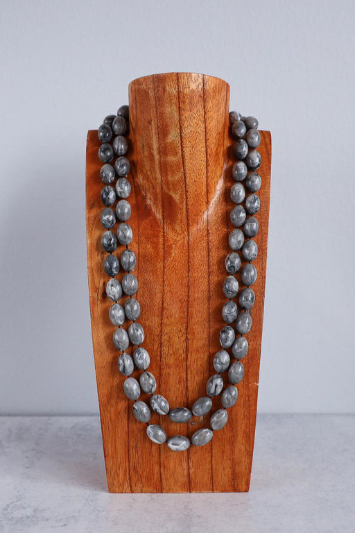 Marble Bakelite Necklace in Grey