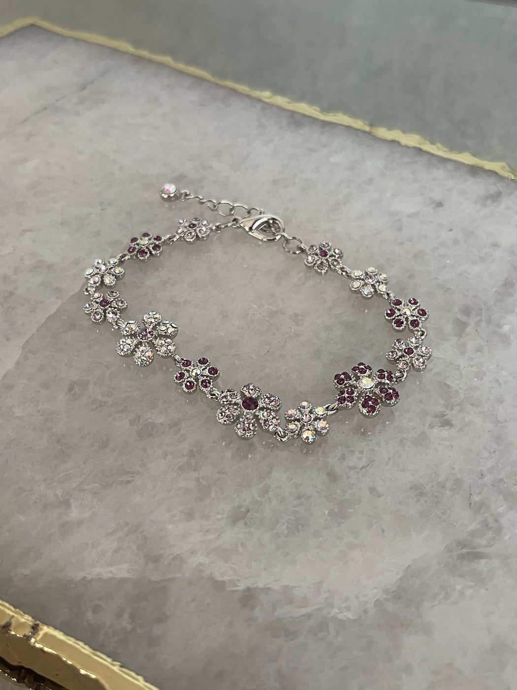 Crystal Pink Flower Y2K Bracelet