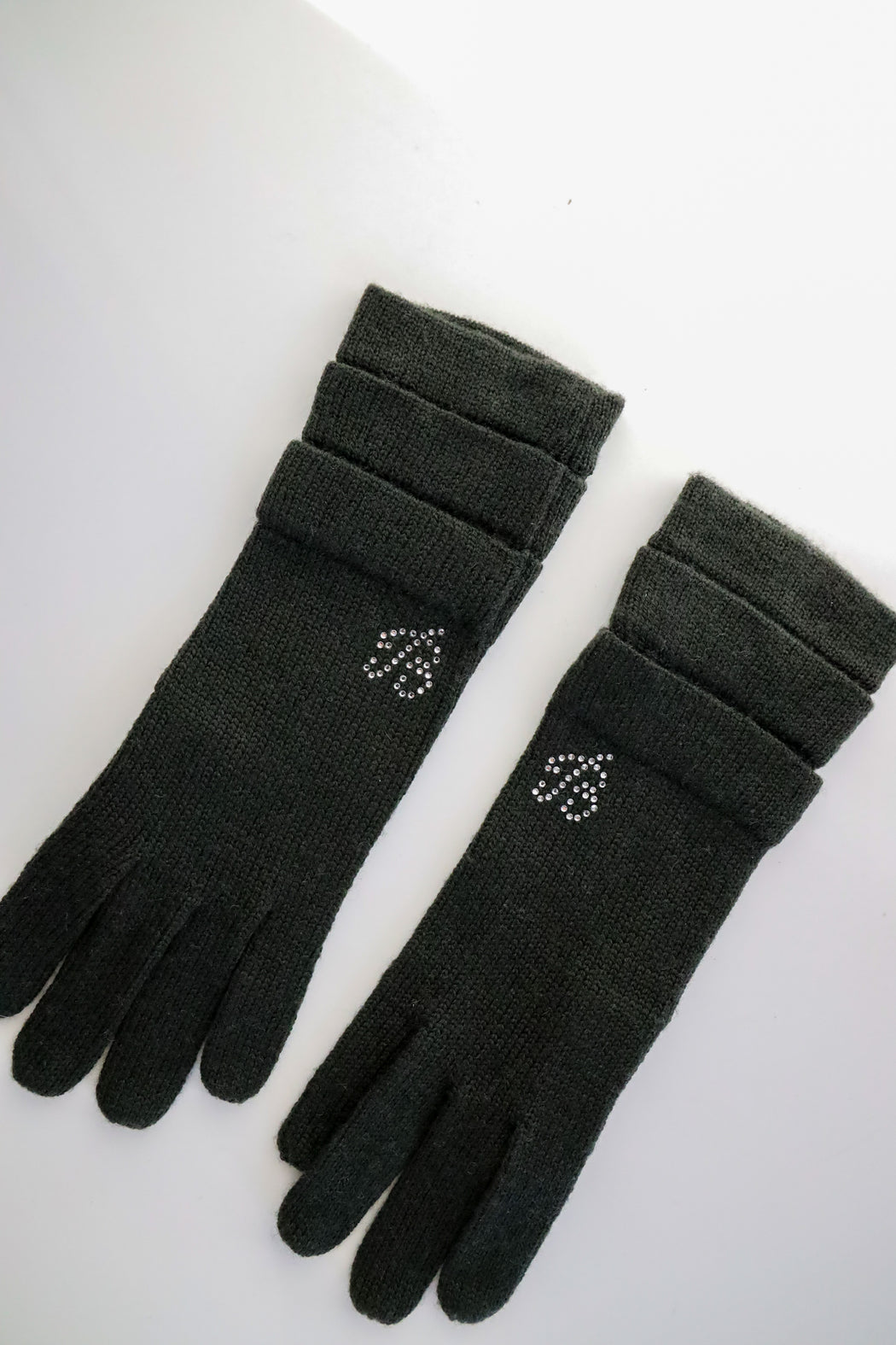 Italian Wool Cashmere Long Gloves in Forest Green