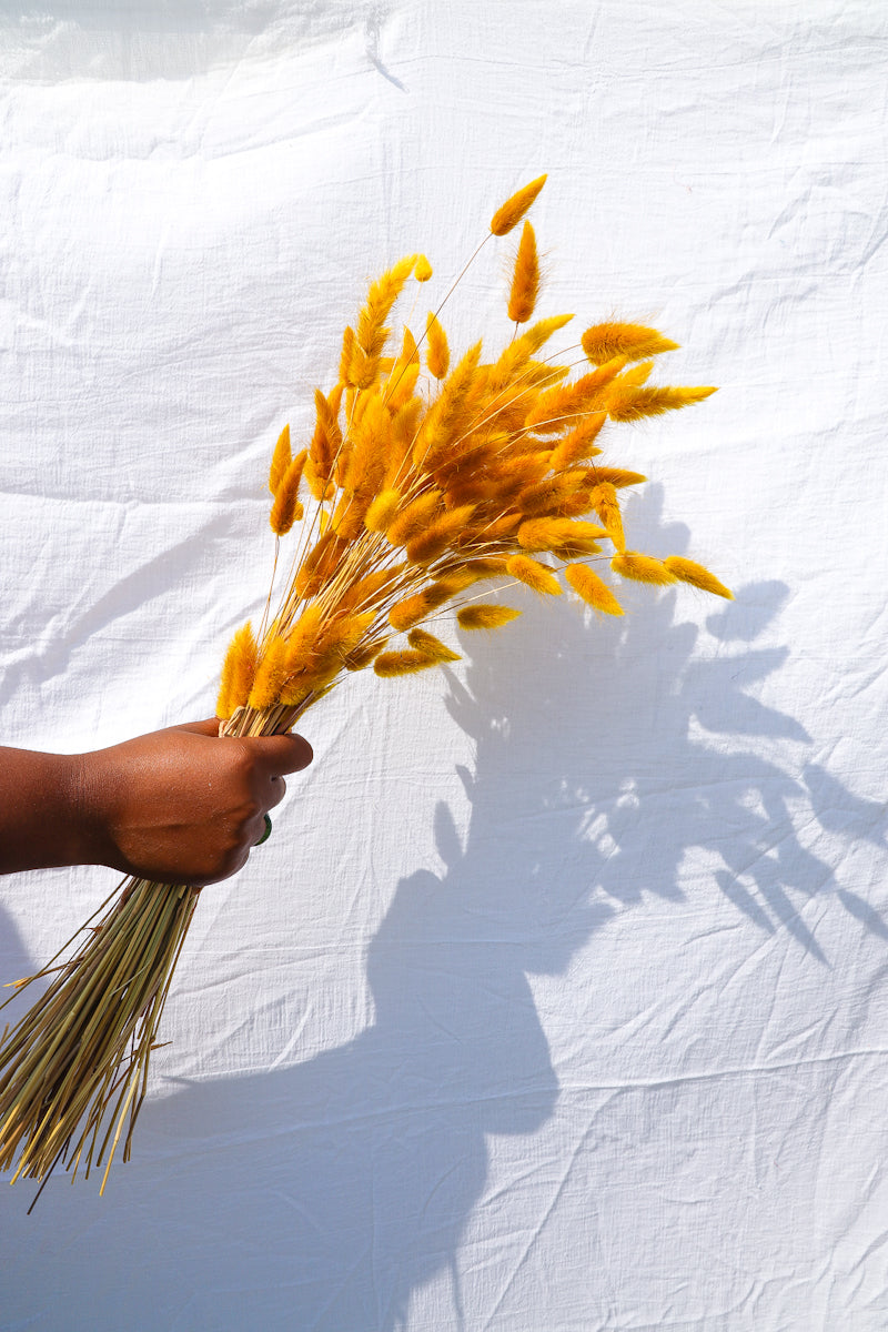 Hand Dyed Bunny Tails in Lemon