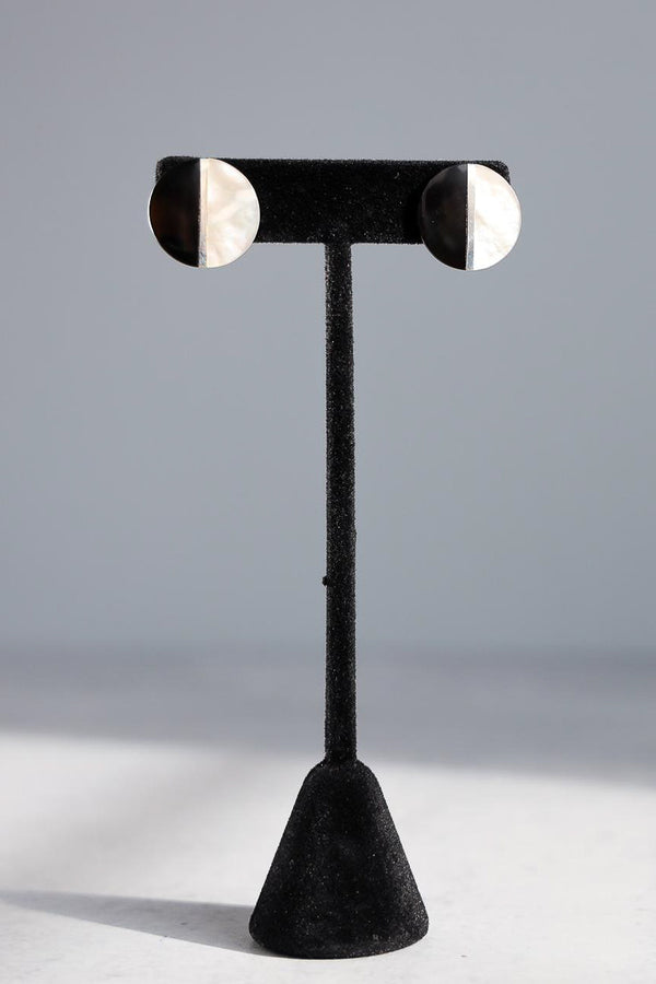 Black + White Cookie Sterling Silver Earrings