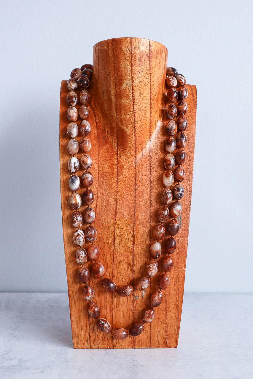 Marble Bakelite Necklace in Brown