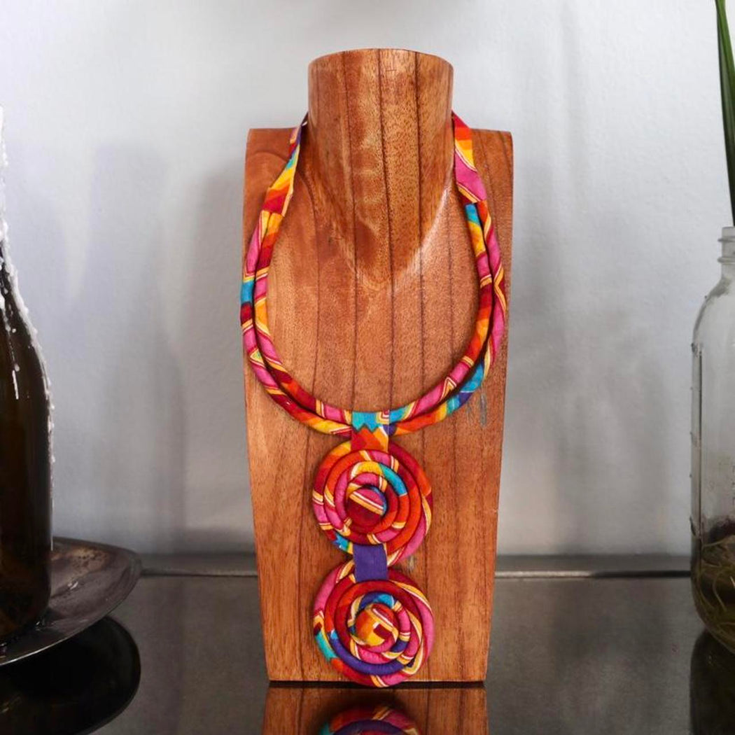 Multi Color Double Swirl Necklace