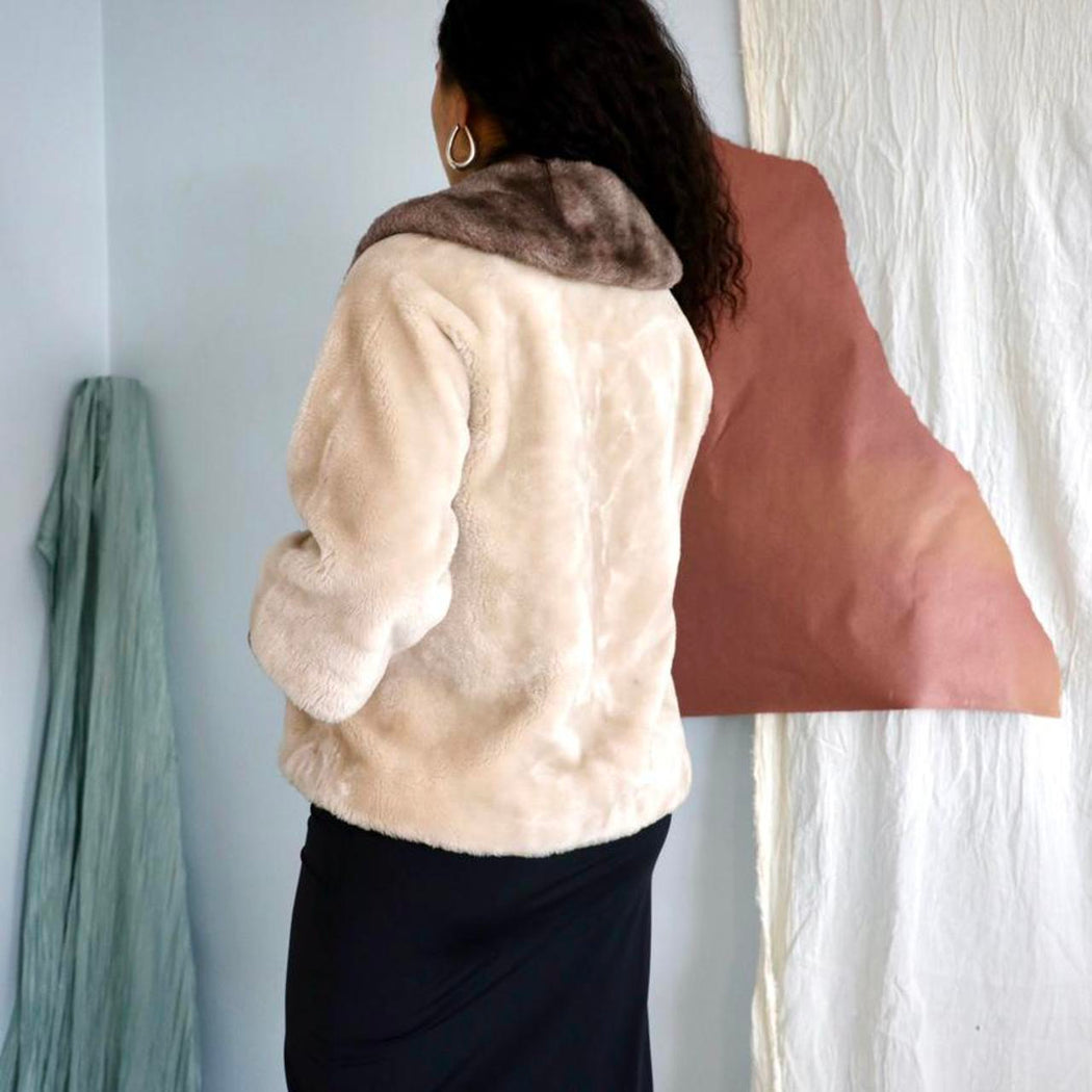 2 Toned Faux Fur Crop Jacket // Size M