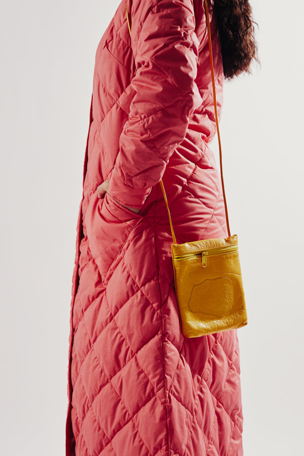 Vintage Carlos Falchi Yellow Stamped Leather Bag