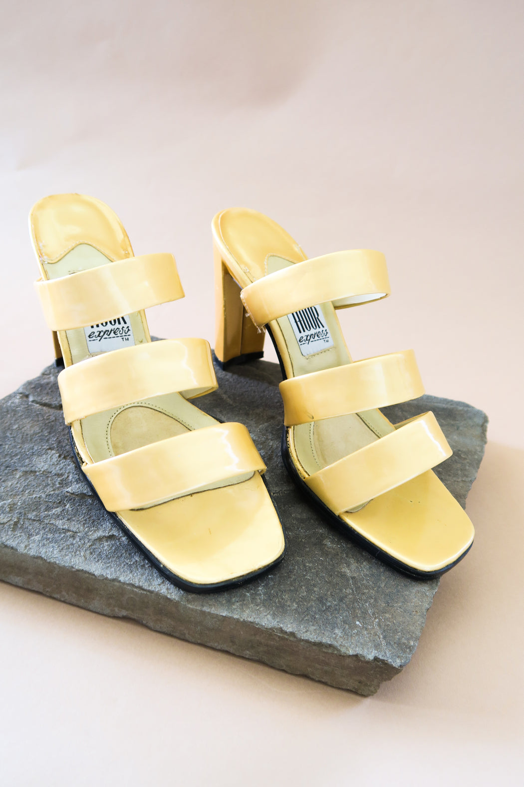 Golden Patent Leather Sandals / Size 7