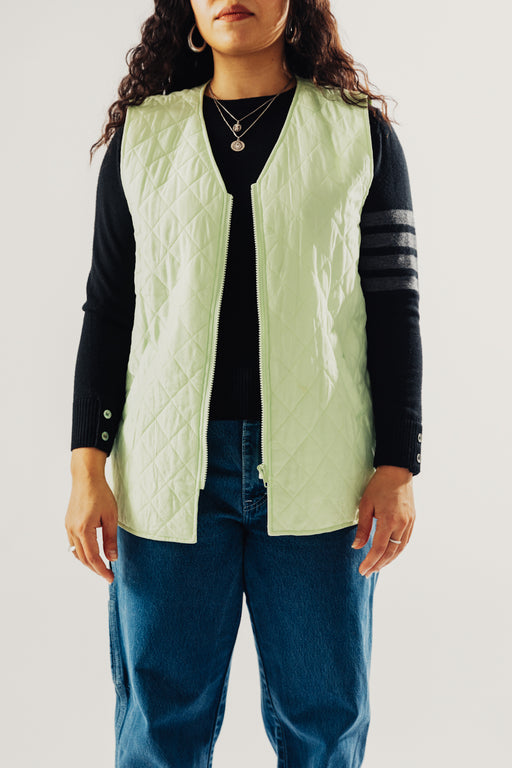 Lime Silk Quilted Vest / Size M