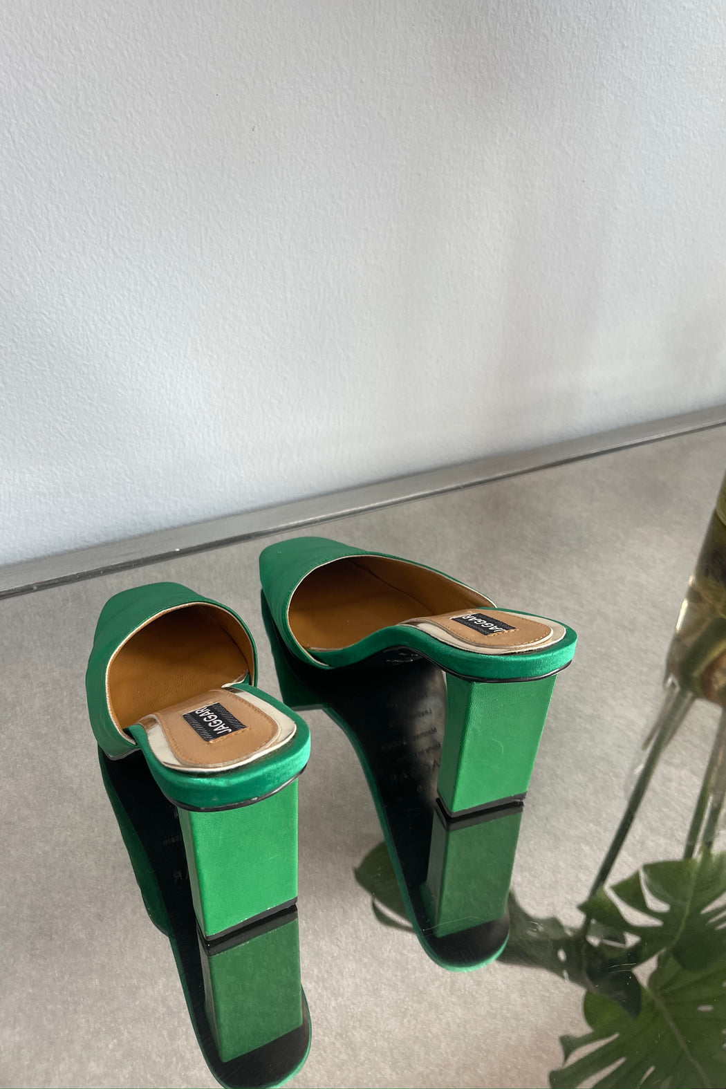 Green Satin Sandals / Size 39