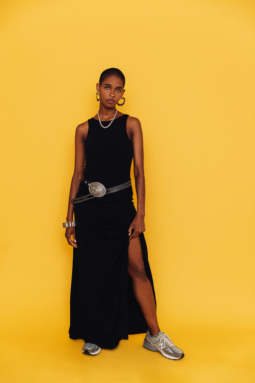 Mothball Memoirs Ralph Lauren Black High Slit Tank Gown - Photographed by Daniela Spector, Creative Directed by Lala Lopez, Modeled by Mecca Allah