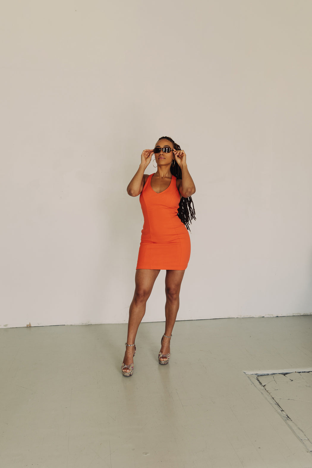 Orange Body Con Mini Dress / Size M