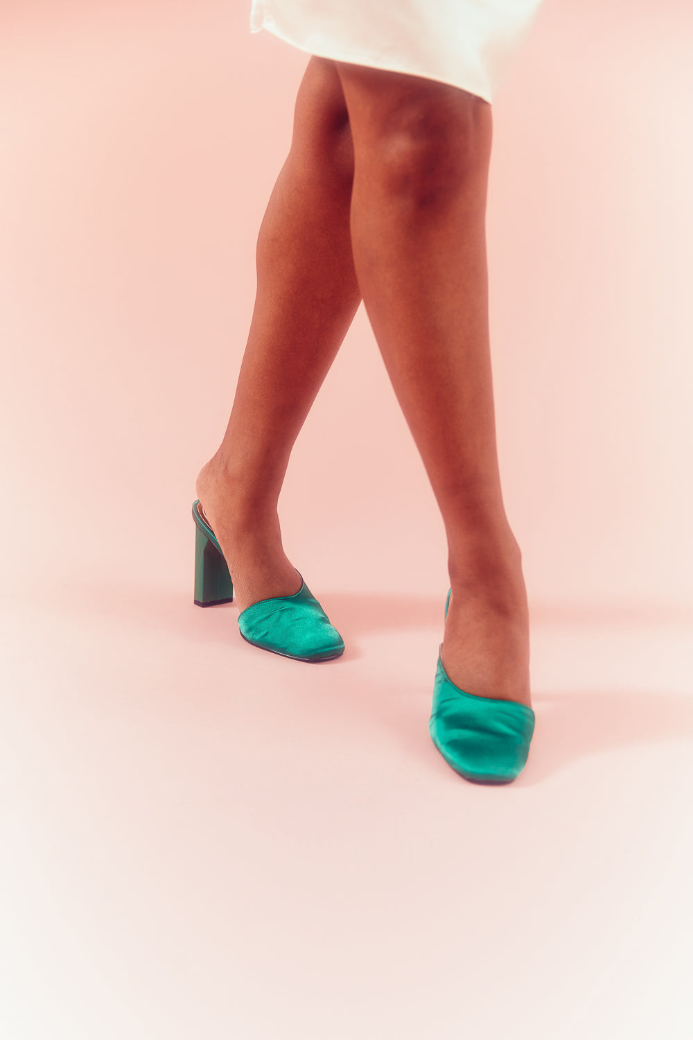 Green Satin Sandals / Size 39