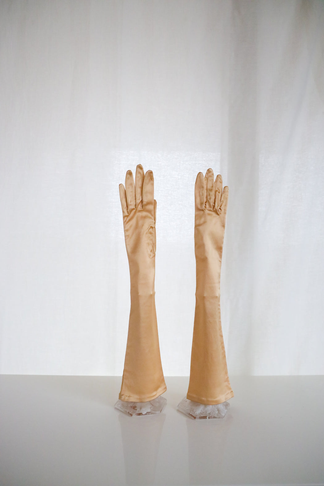 1960s Gold Long Satin Gloves