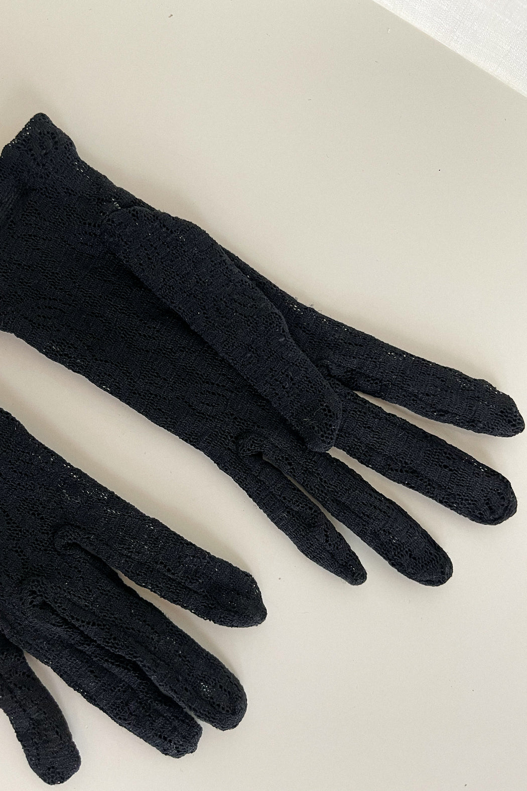 Vintage Black Sheer Lace Gloves