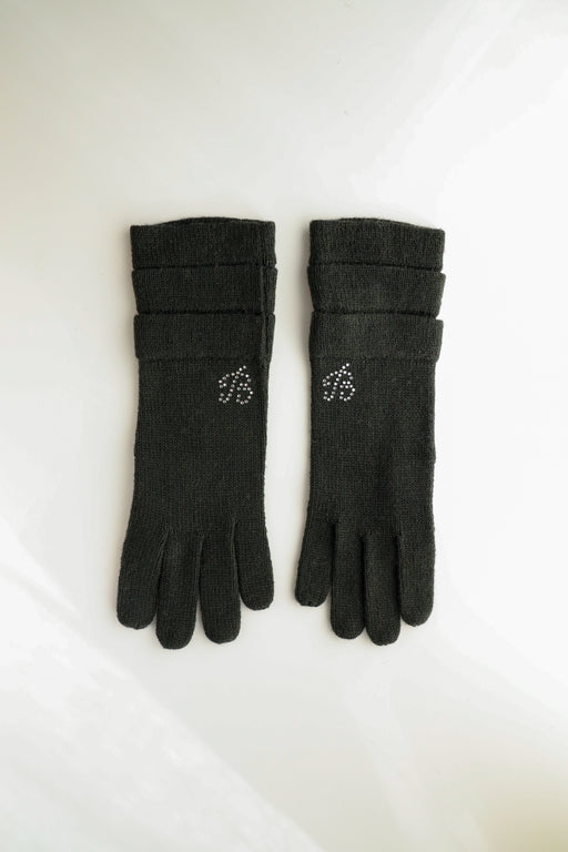 Italian Wool Cashmere Long Gloves in Forest Green