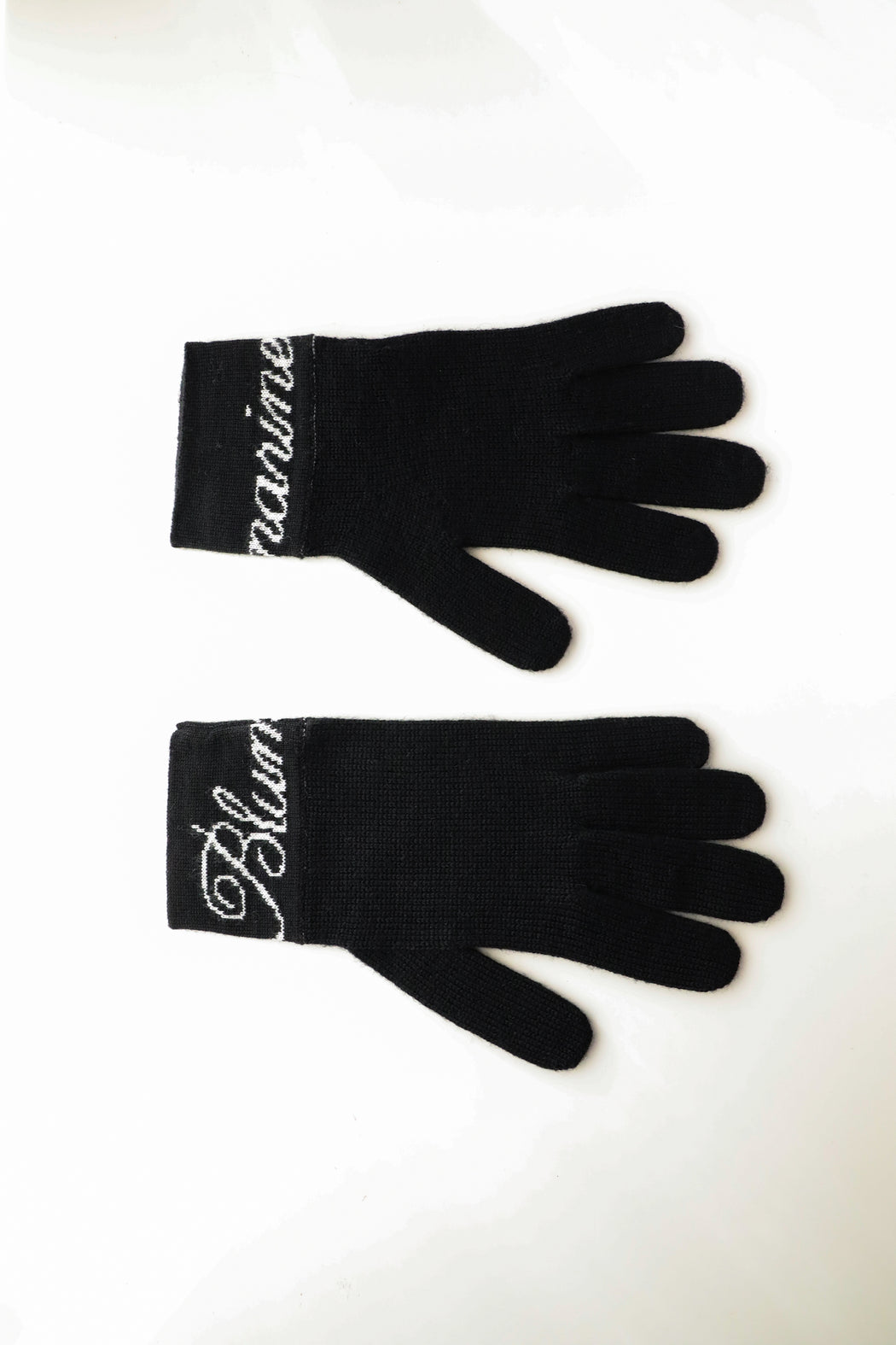 Italian Wool Cashmere Gloves in Black and White