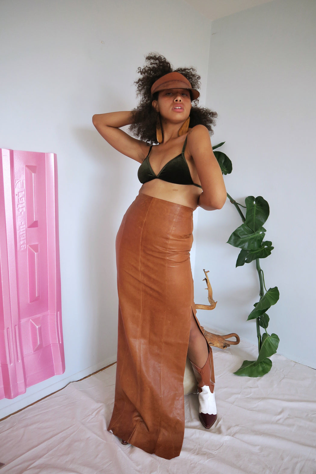 Edun High Waisted Leather Maxi Skirt