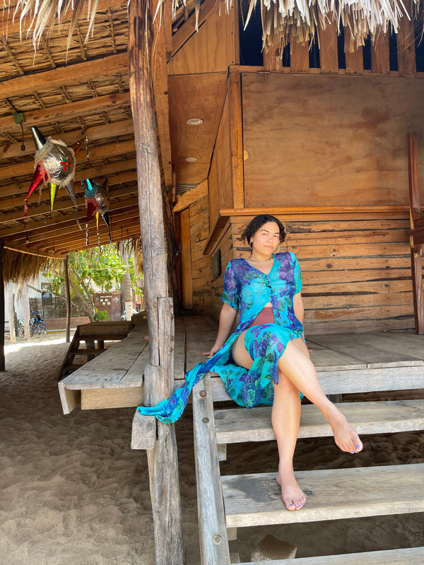 OLA AZUL VINTAGE DUSTER COVERUP/ Size M-L