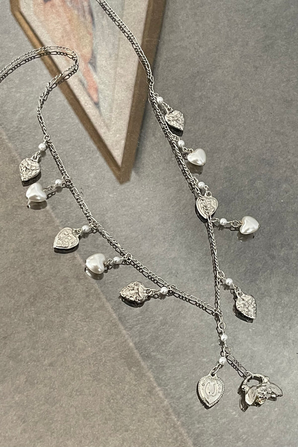 SILVERTONE FIGARO CHARM NECKLACE